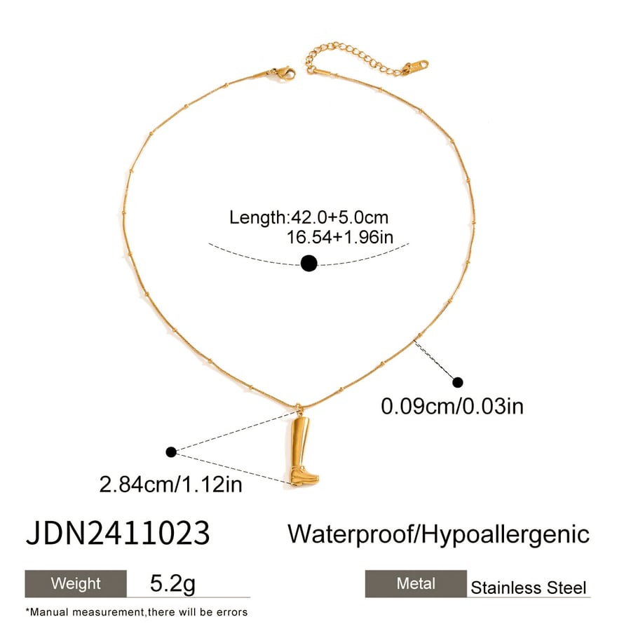 1 Piece Romantic Series Chic Irregular Boot Stainless Steel Gold Color Women's Pendant Necklaces 