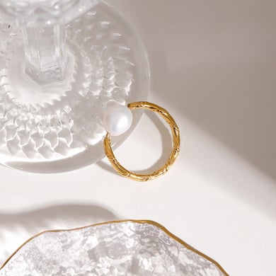 1 Pair Romantic Series Elegant Knot Line Stainless Steel Gold Color Women's Single Rings h5 Picture2