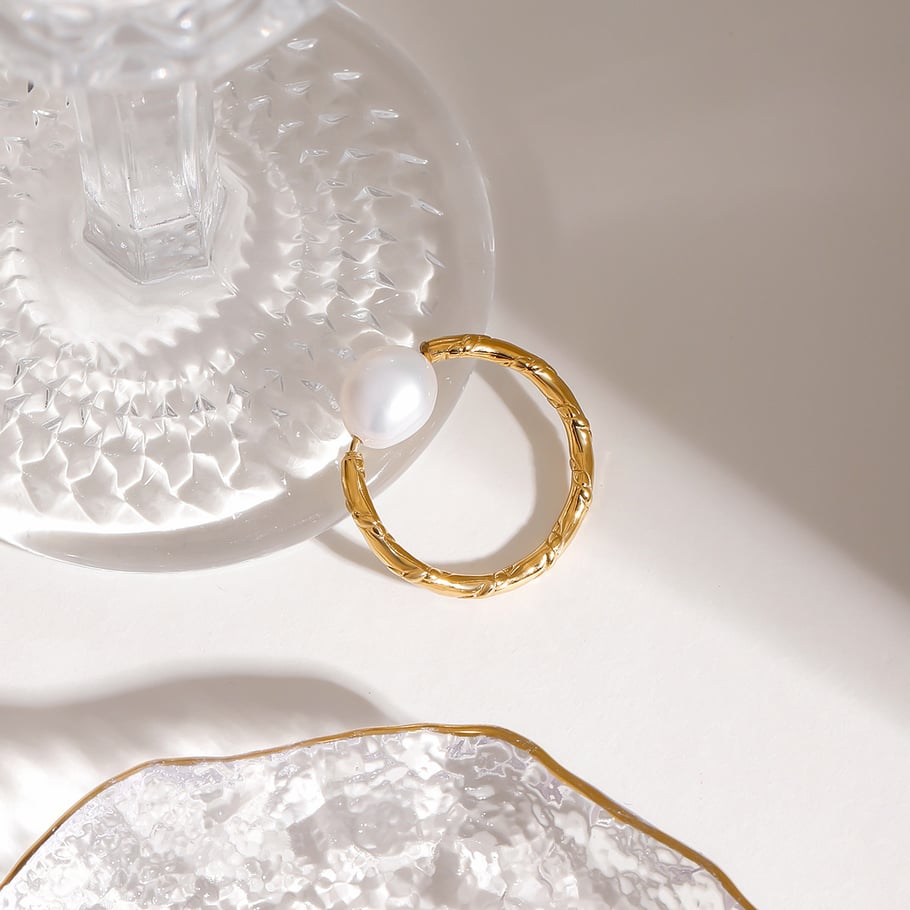 1 Pair Romantic Series Elegant Knot Line Stainless Steel Gold Color Women's Single Rings Picture2