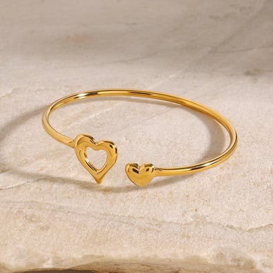 1 Piece Minimalist Series Classic heart Shape Stainless Steel Gold Color Adjustable Women's Bangles h5 Picture2