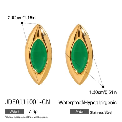 1 Pair Classic Series Elegant Oval Stainless Steel Gold Color Vintage Women's Stud Earrings h5 