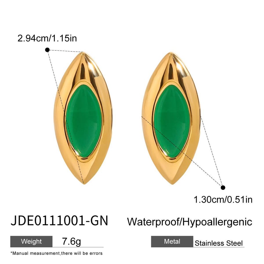 1 Pair Classic Series Elegant Oval Stainless Steel Gold Color Vintage Women's Stud Earrings 