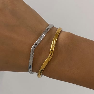 1 Stück Simple Series Europa und Amerika Linie Edelstahl vergoldet Damen Armreifen h5 Bild2