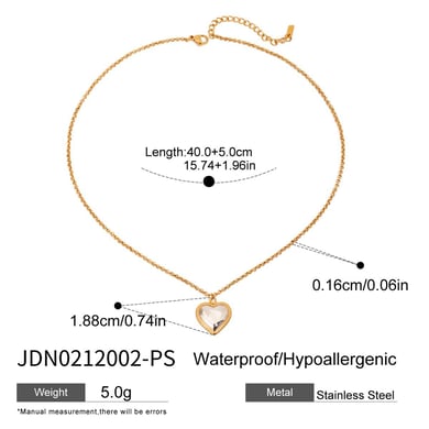 1 Piece Romantic Series Sweet Heart Stainless Steel Gold and Silver Color Women's Pendant Necklaces h5 