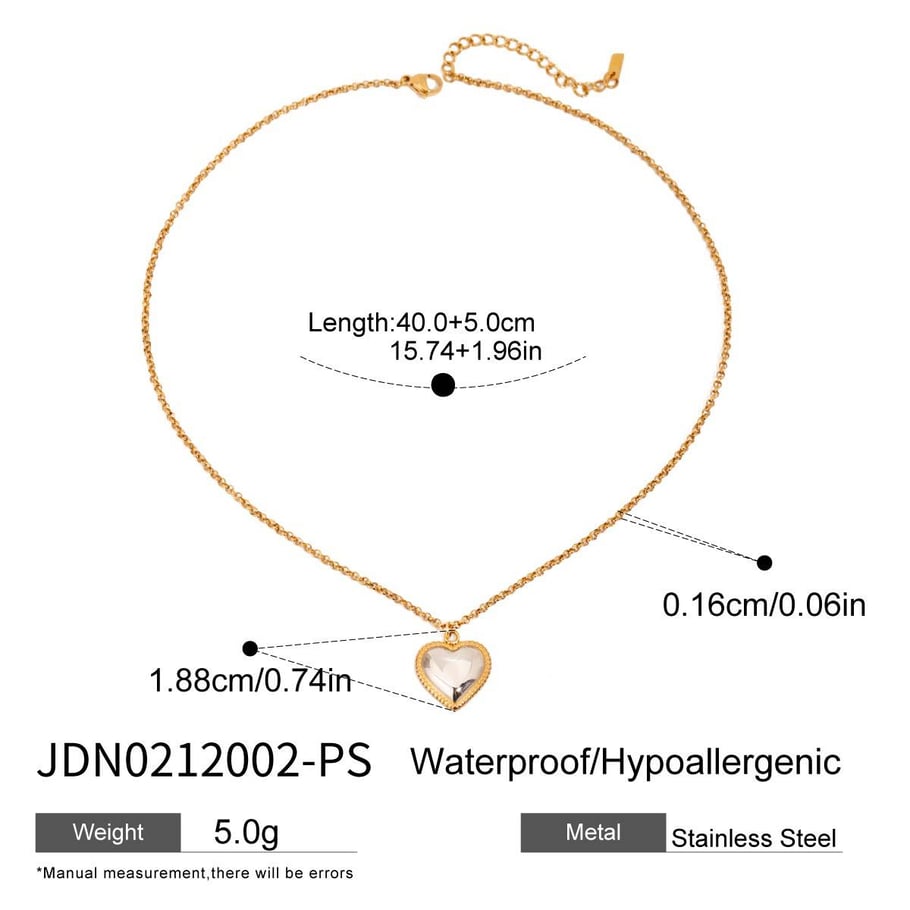 1 Piece Romantic Series Sweet Heart Stainless Steel Gold and Silver Color Women's Pendant Necklaces 