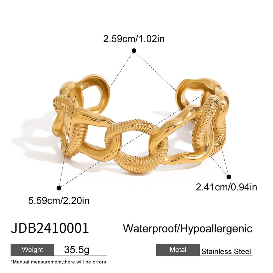 1 paio di braccialetti Jie Ding in acciaio inossidabile color oro da donna, braccialetti aperti di alta qualità in acciaio al titanio, gioielli da mano, braccialetti transfrontalieri 