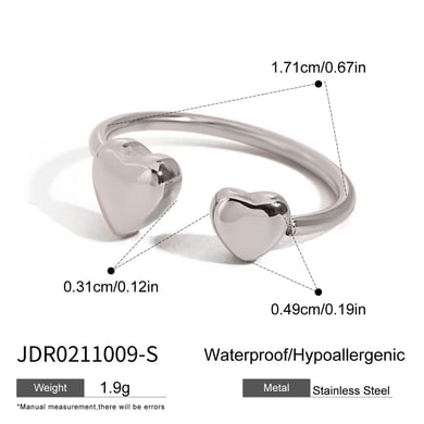 1 Paar Romantische Serie Elegante Herz Edelstahl Gold Farbe Überzogene Damen Verstellbare Ringe h5 