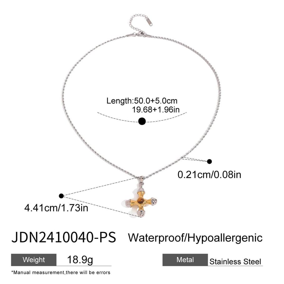 1 Piece Modern Series Light Natural Cross Stainless Steel Gold and Silver Color Women's Pendant Necklaces 
