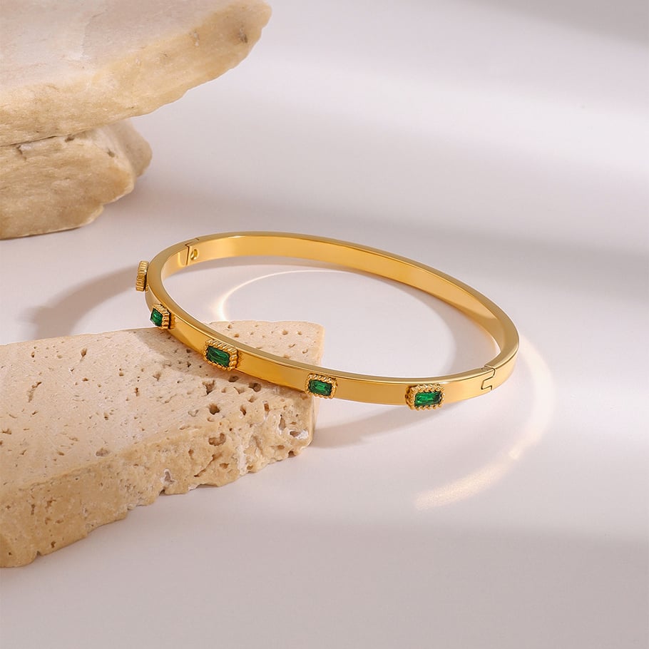 1 Stück Romantische Serie Elegante ringförmige Edelstahl Gold Farbe Überzogene Damen Armreifen Bild2