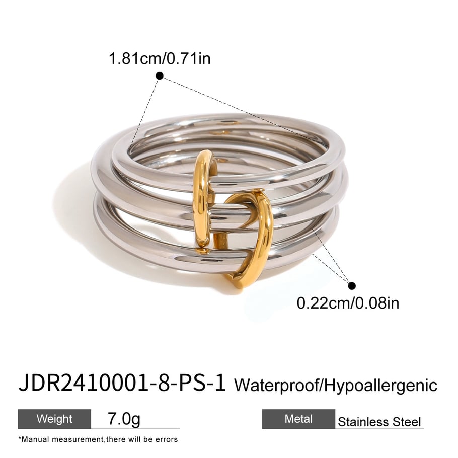 1 Pair Classic Series Moddern Annular Stainless Steel Gold and Silver Color Women's Single Rings 