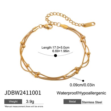 1 Stück Simple Series Tägliche ringförmige Edelstahl-Kettenarmbänder aus vergoldetem Edelstahl für Damen h5 