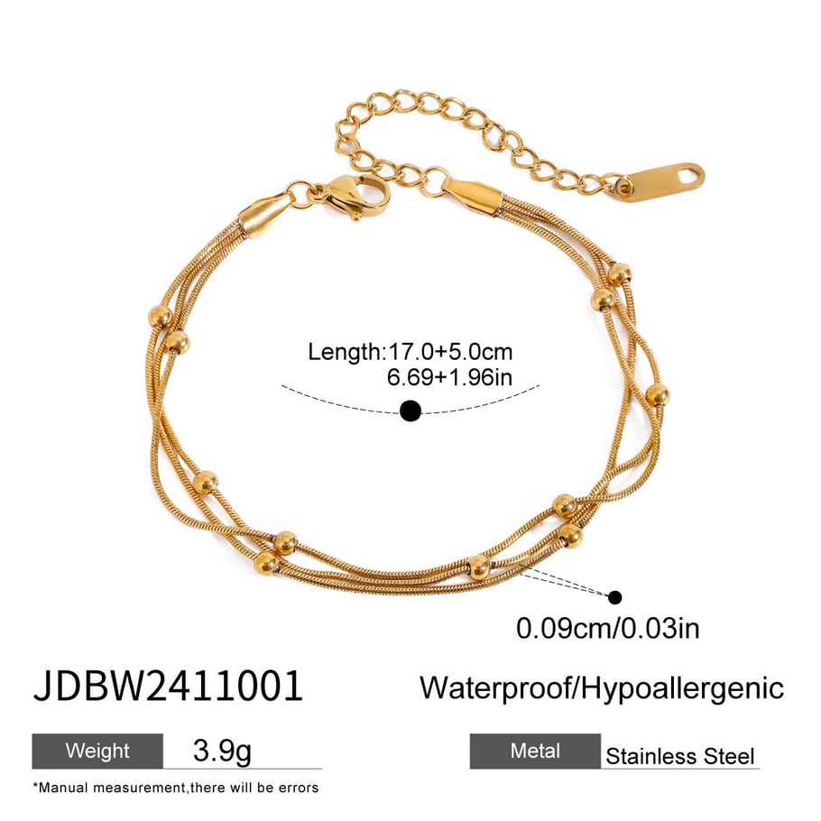 1 Stück Simple Series Tägliche ringförmige Edelstahl-Kettenarmbänder aus vergoldetem Edelstahl für Damen 