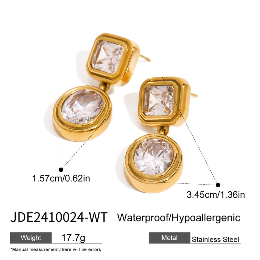 1 Paar Luxuriöse Serie Retro Viereck Edelstahl Gold Farbe Überzogene Damen Tropfen Ohrringe 