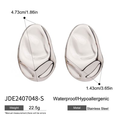1 Pair Trendy Series Chic Irregular Stainless Steel Silver Color Women's Stud Earrings h5 