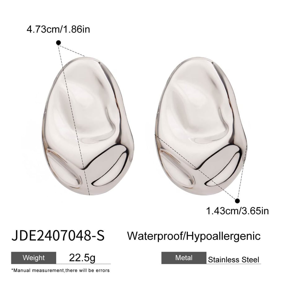1 Pair Trendy Series Chic Irregular Stainless Steel Silver Color Women's Stud Earrings 