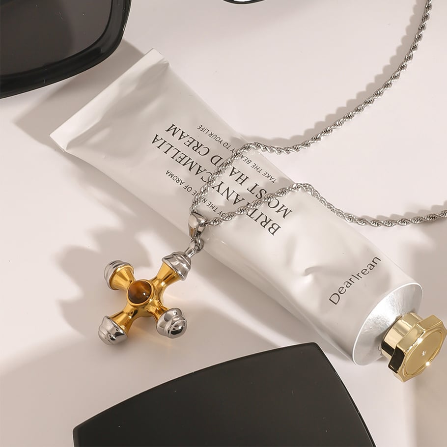1 Piece Modern Series Light Natural Cross Stainless Steel Gold and Silver Color Women's Pendant Necklaces Picture2