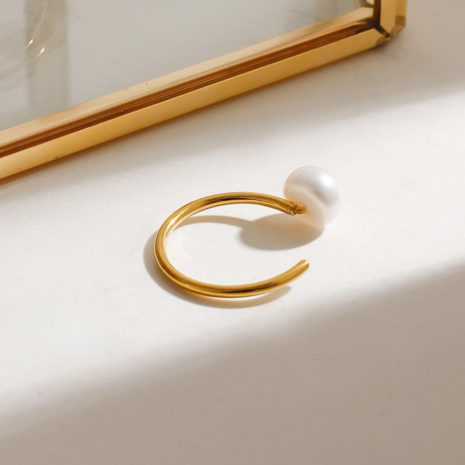 1 Piece Classic Series Gorgeous Line Stainless Steel Gold Color Women's Single Rings Picture2