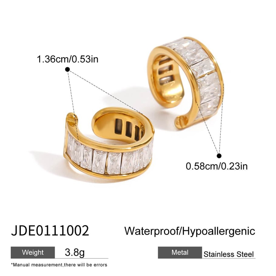 1 Paar Luxuriöse Serie Europa und Amerika Ringförmige Edelstahl Gold Farbe Überzogene Damen Clip-on Ohrringe 