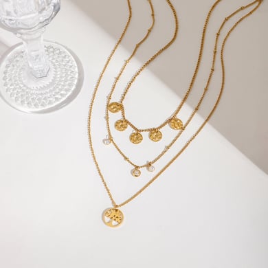 1 Piece Natural Series Elegant Tree Stainless Steel Gold Color Women's Layered Necklaces h5 Picture2
