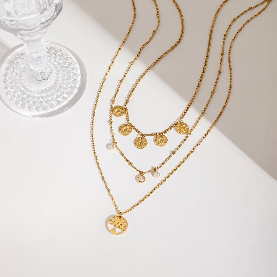 1 Piece Natural Series Elegant Tree Stainless Steel Gold Color Women's Layered Necklaces Picture2