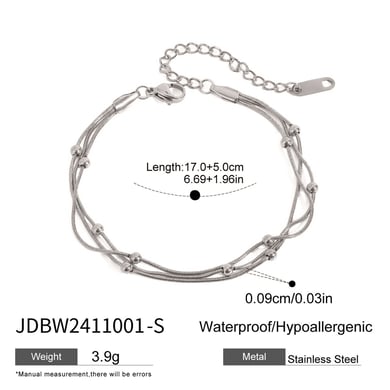 1 Stück Simple Series Tägliche ringförmige Edelstahl-Kettenarmbänder aus vergoldetem Edelstahl für Damen h5 