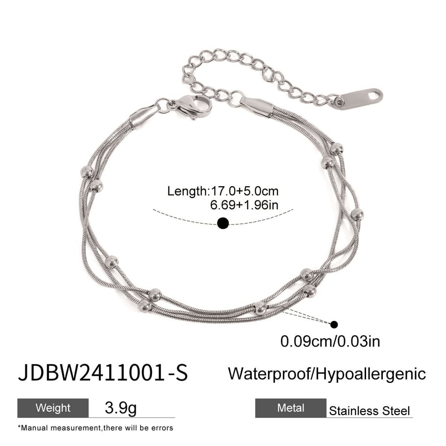 1 Stück Simple Series Tägliche ringförmige Edelstahl-Kettenarmbänder aus vergoldetem Edelstahl für Damen 