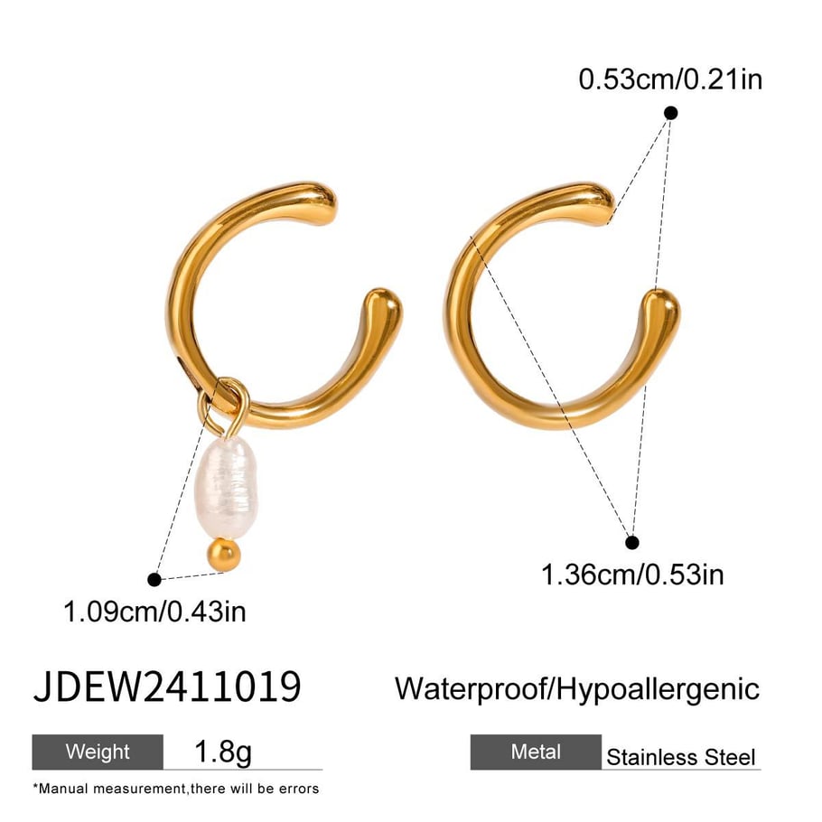 1 Pair Romantic Series French Retro Annular Exquisite Stainless Steel Gold Color Women's Clip-on Earrings 