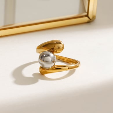 1 Piece Minimalist Series Classic Irregular Line Stainless Steel Gold and Silver Color Women's Single Rings h5 Picture2