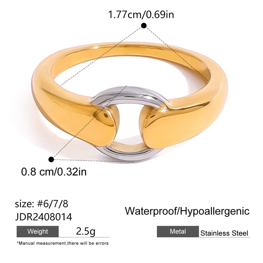 1 Paar hochwertige ringförmige Creolen aus Edelstahl der Simple-Serie, vergoldet 