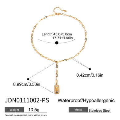 1 Piece Simple Series Modern Style Quadrilateral Stainless Steel Gold and Silver Color Women's Pendant Necklaces h5 