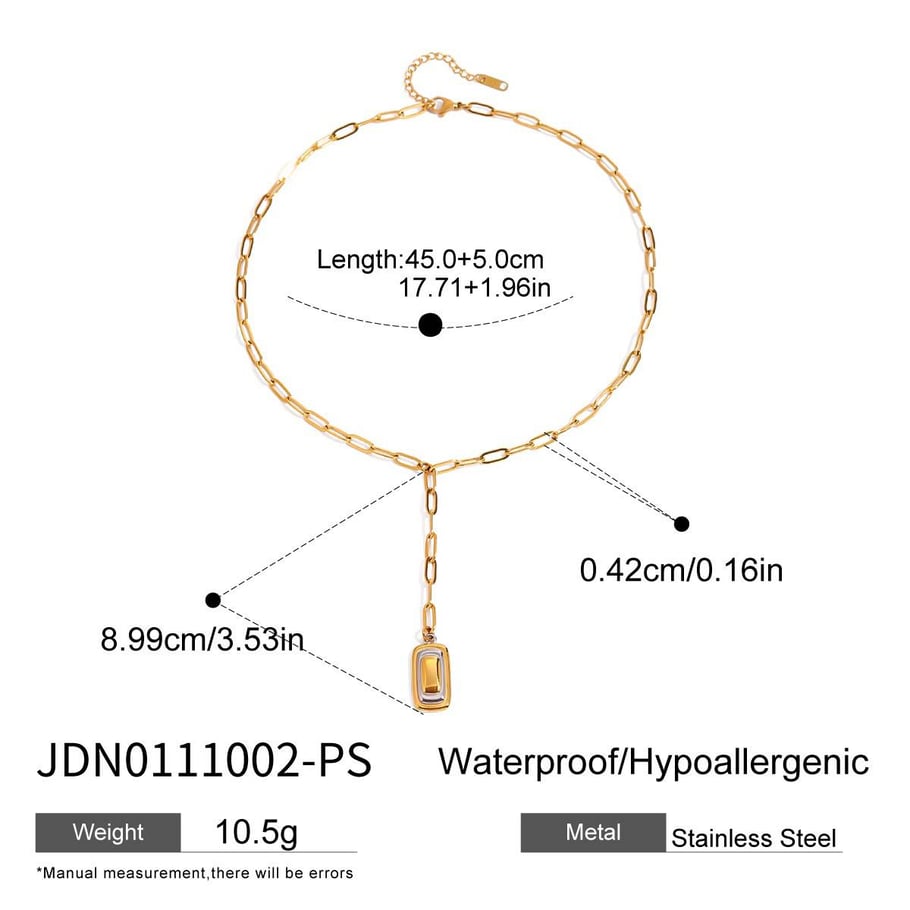 1 Piece Simple Series Modern Style Quadrilateral Stainless Steel Gold and Silver Color Women's Pendant Necklaces 
