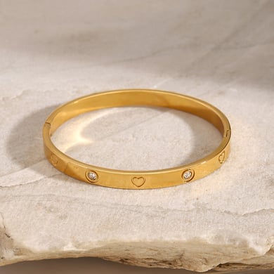 1 Stück Romantische Serie Elegante Herz Edelstahl Gold Farbe Überzogene Damen Armreifen h5 Bild2