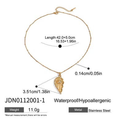 1 Piece Romantic Series Elegant Heart Couple Moon and Sun Stainless Steel Gold Color Women's Pendant Necklaces h5 