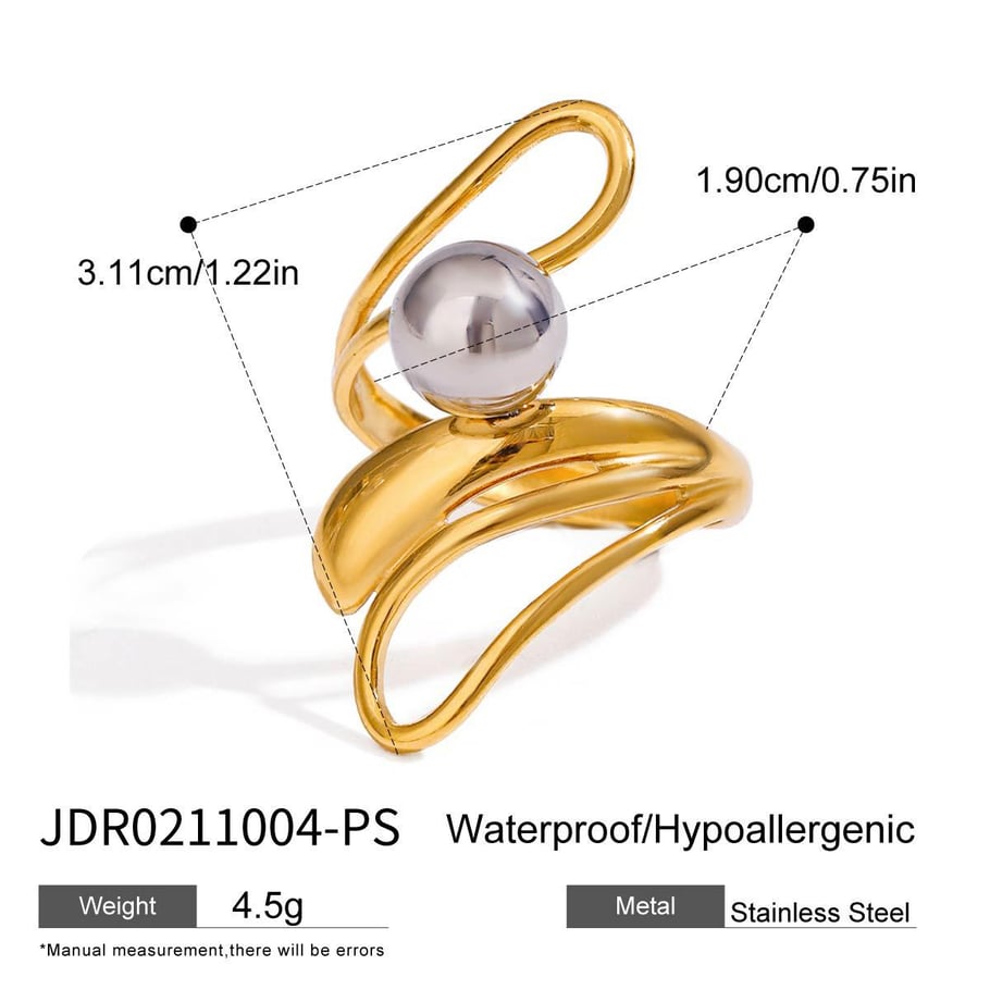 1 Piece Modern Series Fashionable Irregular Stainless Steel Gold Color Women's Single Rings 