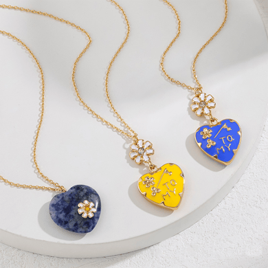 1 Piece Luxurious Series Vogue Heart Shape Drop Oil Gold Color Alloy Women's Pendant Necklaces h5 Picture2
