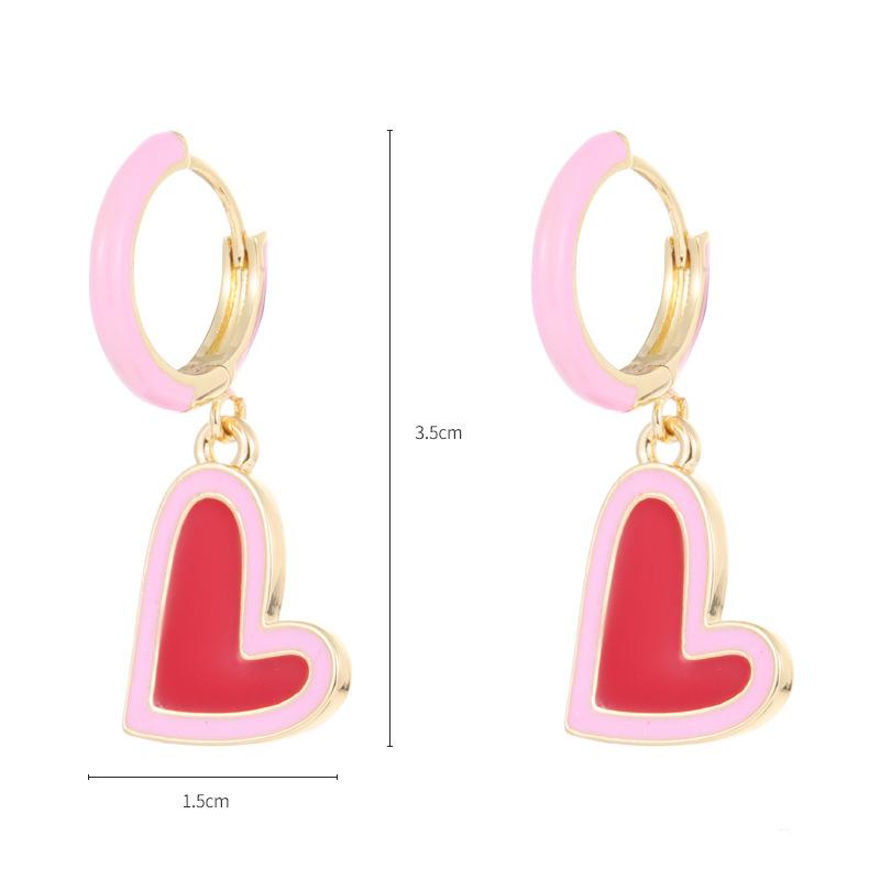 1 Set Romantic Series Fashionable Heart Shape Gold Color Alloy Lightweight Women's Earrings Set 
