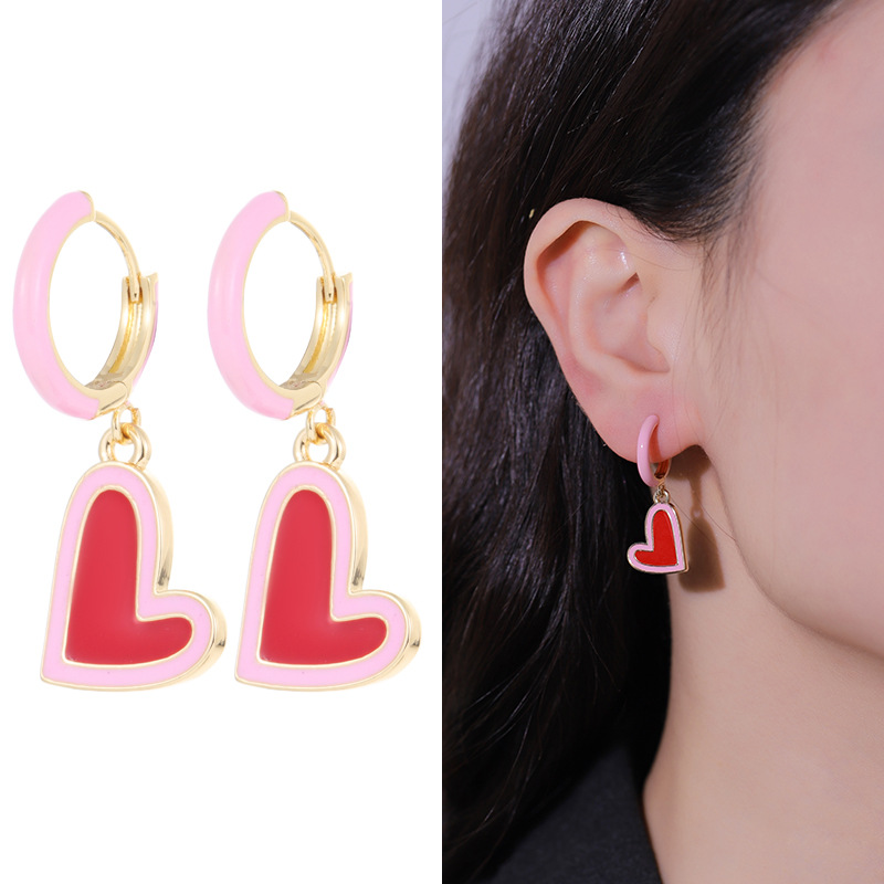 1 Set Romantic Series Fashionable Heart Shape Gold Color Alloy Lightweight Women's Earrings Set Picture2