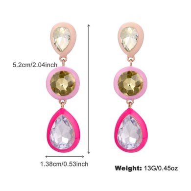 1 Pair Luxurious Series Irregular Geometric Shape Colorful Drop Oil Gold Color Alloy Women's Drop Earrings h5 