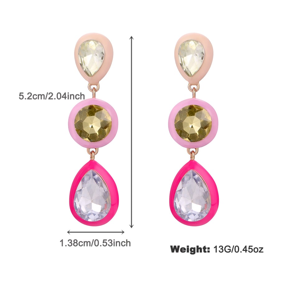 1 Pair Luxurious Series Irregular Geometric Shape Colorful Drop Oil Gold Color Alloy Women's Drop Earrings 