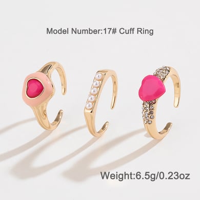 1 Stück Romantische Serie Niedliche Herz Legierung Damen Ring Sets h5 