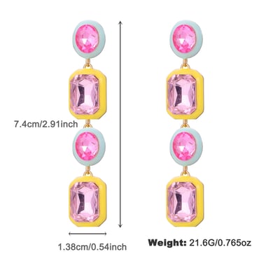 1 Pair Luxurious Series Irregular Geometric Shape Colorful Drop Oil Gold Color Alloy Women's Drop Earrings h5 