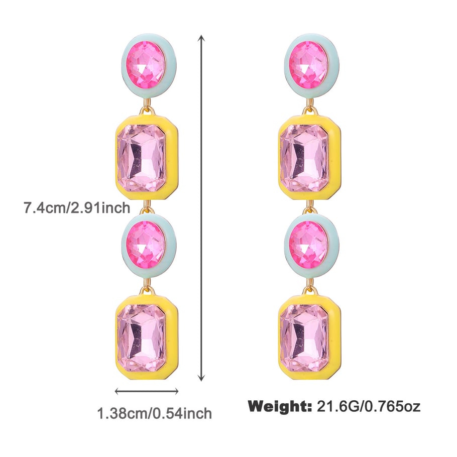 1 Pair Luxurious Series Irregular Geometric Shape Colorful Drop Oil Gold Color Alloy Women's Drop Earrings 