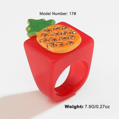 1 Piece Designable Series Vacation Polychrome Three-dimensional Fruits Resin Women's Single Rings h5 