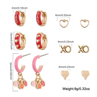 1 Set Stylish Series Chic Polychrome Heart Drop Oil Alloy Exquisite Women's Earrings Set h5 