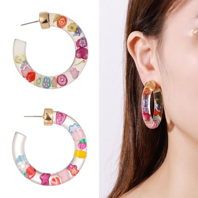 1 Pair Romantic Series Vacation Colorful Fruit Exaggerated Gold Color Alloy Women's Drop Earrings h5 