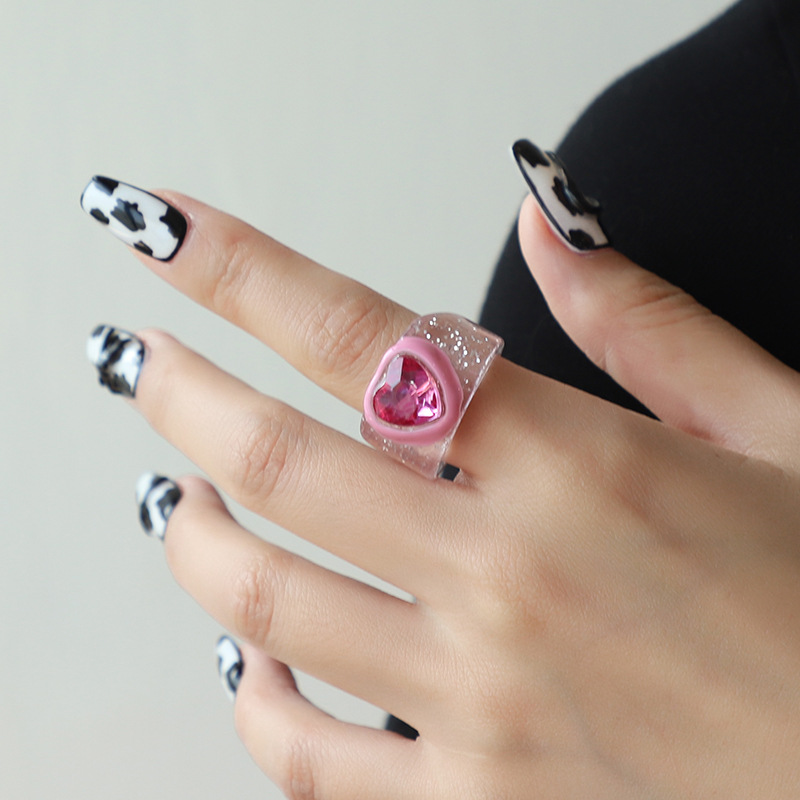 1 Piece Romantic Series Cute Heart Resin Women's Single Rings Picture2