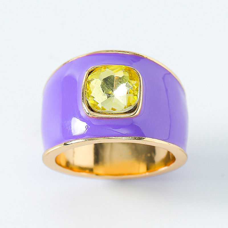 1 Piece Luxurious Series Dazzling Mixed Contrast Color Alloy Designable Drop Oil Women's Single Rings 