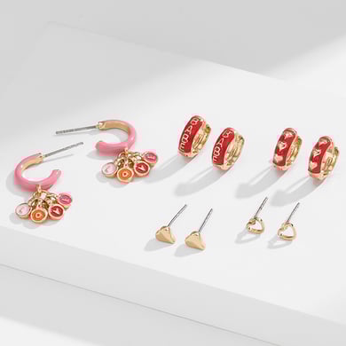 1 Set Stylish Series Chic Polychrome Heart Drop Oil Alloy Exquisite Women's Earrings Set h5 Picture2