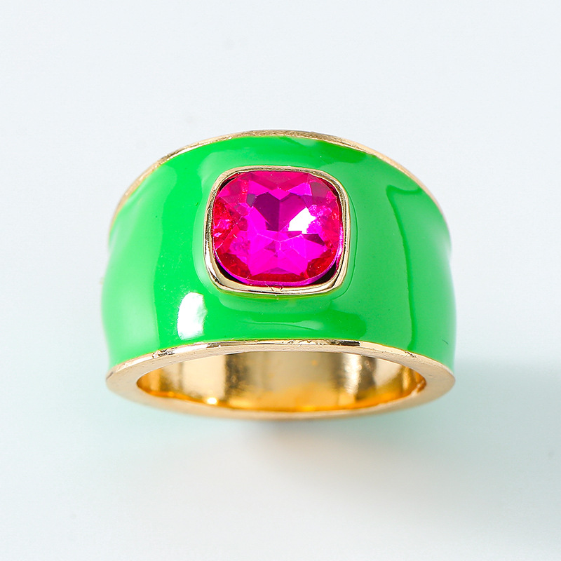 1 Piece Luxurious Series Dazzling Mixed Contrast Color Alloy Designable Drop Oil Women's Single Rings 