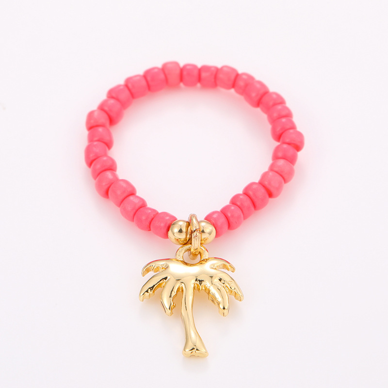 1 Piece Vacation Series All-match Lightweight Mixed Color Beads Arylic Women's Adjustable Rings 